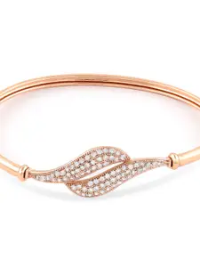 Zaveri Pearls Rose Gold-Plated Cubic Zirconia Kada Bracelet