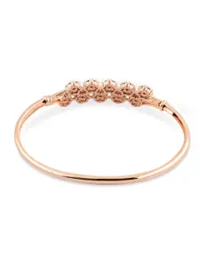 Zaveri Pearls White Rose Gold-Plated Cubic Zirconia Flowers Kada Bracelet