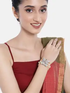 Zaveri Pearls White Gold-Plated Stones & Beads Embellished Multistrand Wraparound Bracelet