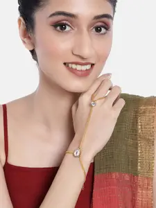 Zaveri Pearls Gold-Plated Stones Embellished Ring Bracelet