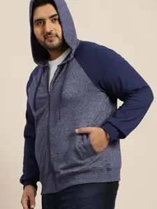 Sztori Men Plus Size Navy Blue Hooded Sweatshirt