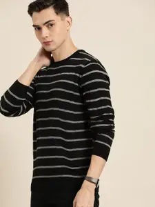 INVICTUS Men Black & Grey Striped Pullover