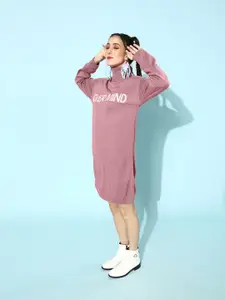 Roadster Women Pink & White Printed Jumper Dress