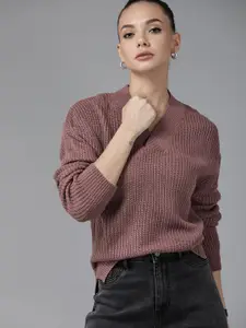 Roadster Women Mauve Ribbed Pullover