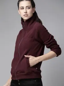 Roadster Women Burgundy Solid Sweatshirt