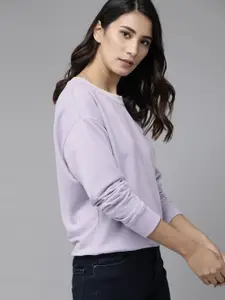 Roadster Women Lavender Solid Sweatshirt