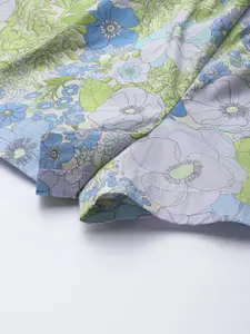 MANGO Women Blue Pure Cotton Floral Printed Shorts