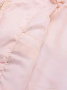 Roadster Women Pink Striped Padded Jacket with Detachable Hood