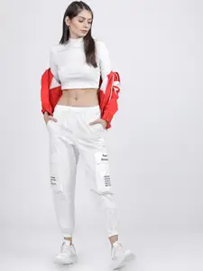 Tokyo Talkies Women White High Neck T-shirt