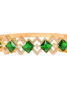 Saraf RS Jewellery Gold-Plated & Green Handcrafted Bangle-Style Bracelet