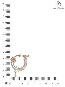 Saraf RS Jewellery Gold-Plated White American Diamond-Studded Handcrafted Nose Ring