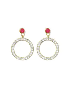 KARATCART Red & White Circular Drop Earrings