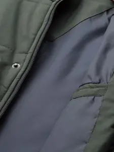 Roadster Men Olive Green Solid Hooded Padded Jacket