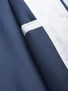 Roadster Men Navy Blue White Colourblocked Hooded Padded Jacket