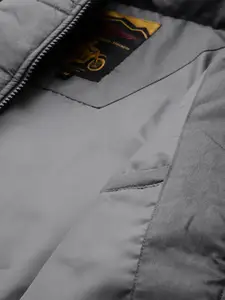 Roadster Men Charcoal Grey Solid Padded Jacket