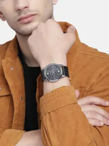 Sonata Men Black Printed Analogue Watch NN77107SP04W