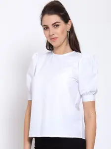 Style Quotient White Puff Sleeves Regular Top
