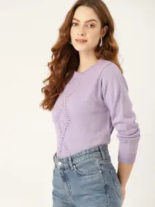 DressBerry Women Lavender Floral Pullover