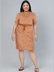 Chemistry Women Orange & White Floral Print Sheath Dress