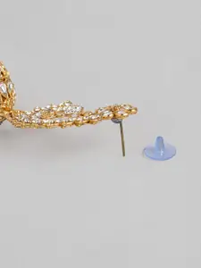 Peora Gold-Plated & White Peacock-Shaped Jhumkas