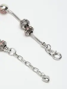 YouBella Women Silver-Plated & Pink Charm Bracelet