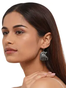 Binnis Wardrobe Women Silver Peacock Shaped Hoop Earrings