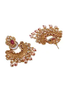 Binnis Wardrobe Gold & Red Classic Handcrafted Chandbalis Earrings