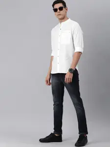 WROGN Men White Solid Slim Fit Casual Shirt