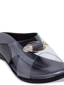 DEAS Women Grey Open Toe Flats