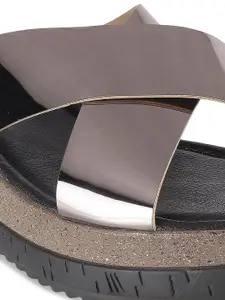 Metro Black & Grey Flatform Sandals