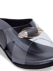 DEAS Women Grey Open Toe Flats