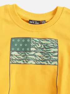 Gini and Jony Boys Mustard Yellow & Green Pure Cotton Printed Sweatshirt