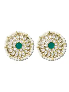 KARATCART Green & White Contemporary Studs Earrings