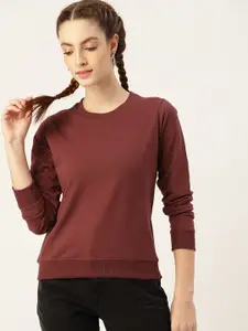 DressBerry Women Maroon Solid Sweatshirt