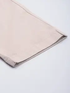 Louis Philippe Sport Men Beige Textured Slim Fit Low-Rise Regular Trousers