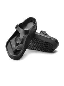 Birkenstock Gizeh Platform Black Regular Width Natural Leather Thong Sandals