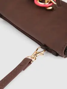 Baggit Women Brown Solid Two Fold Wallet with Sling Strap