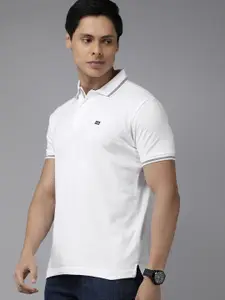 Arrow Men White Polo Collar Solid Pure Compact Cotton Pure Cotton T-shirt