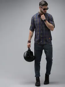 Roadster Men Blue Checked Casual Shirt