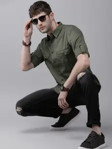 Roadster Men Green Opaque Casual Shirt