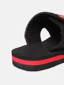 YK Girls Red & Black Geometric Print Sliders