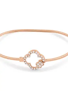 AMI Women Rose Gold & White Brass Cubic Zirconia Rose Gold-Plated Kada Bracelet