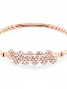 AMI Women Rose Gold & Transparent Brass Cubic Zirconia Rose Gold-Plated Kada Bracelet