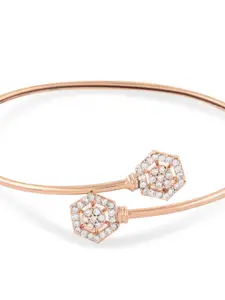 AMI Women Rose Gold & White Brass Cubic Zirconia Rose Gold-Plated Kada Bracelet