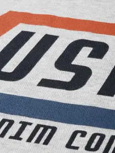 U.S. Polo Assn. Denim Co. U S Polo Assn Denim Co Men Grey Melange Typography Printed Pullover