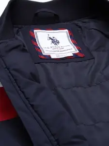 U.S. Polo Assn. U S Polo Assn Men Navy Blue & Red Striped Bomber Jacket