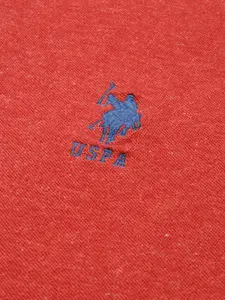 U.S. Polo Assn. U S Polo Assn Men Coral Red Polo Collar Pure Cotton T-shirt