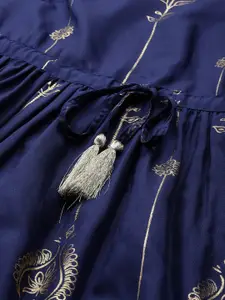 Sangria Navy Blue Ethnic Motifs Ethnic Motifs Dress