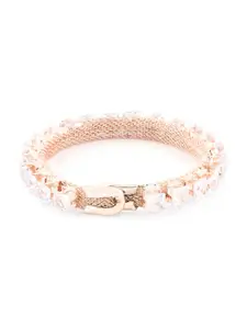 AMI Women Rose Gold & Transparent Brass Cubic Zirconia Rose Gold-Plated Kada Bracelet