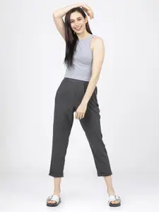 Tokyo Talkies Women Grey Melange T-shirt